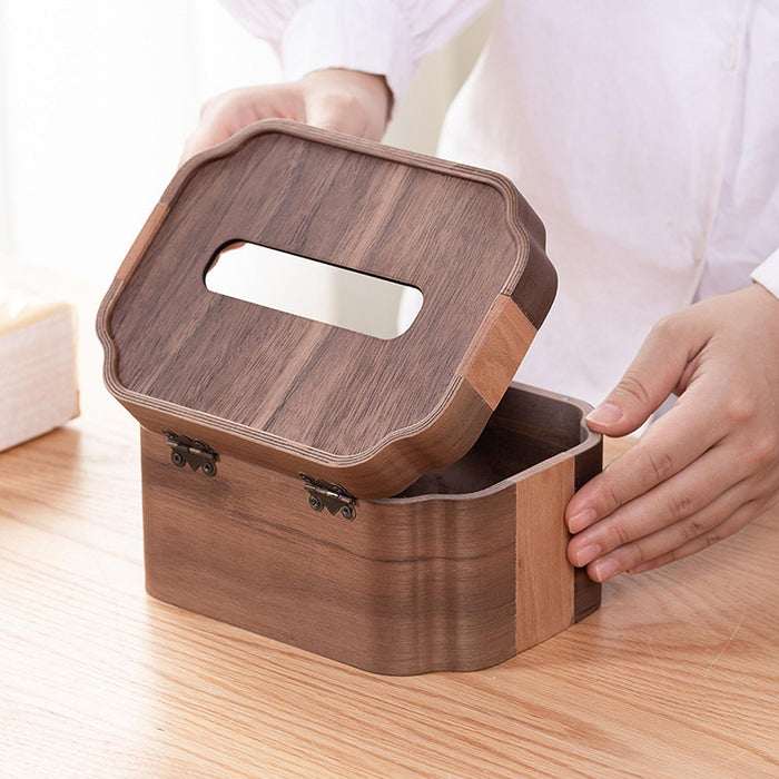 Crofta Wooden Tissue Box Convenience Tissue Holder for Hotel Countertop Living Room