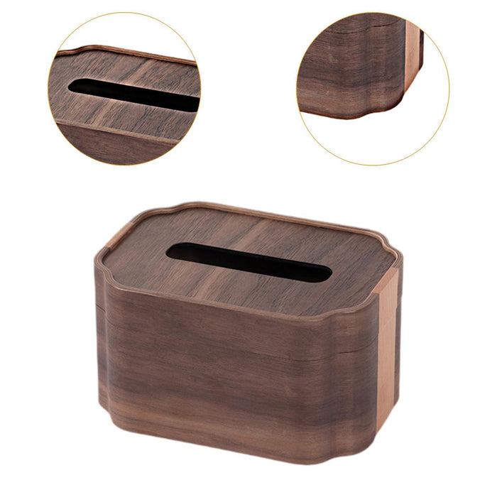 Crofta Wooden Tissue Box Convenience Tissue Holder for Hotel Countertop Living Room