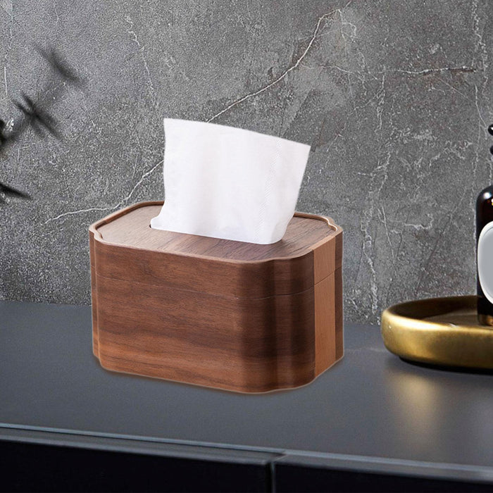 Crofta Wooden Tissue Box Convenience Tissue Holder for Hotel Countertop Living Room