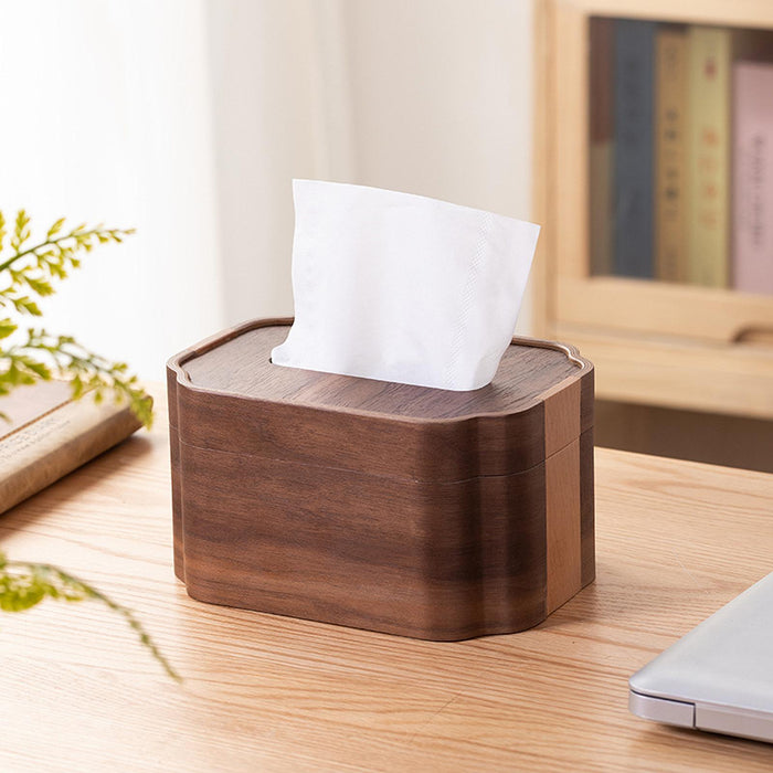 Crofta Wooden Tissue Box Convenience Tissue Holder for Hotel Countertop Living Room