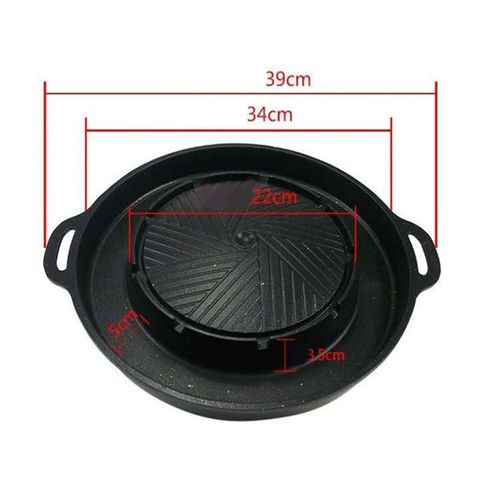 Crofta Grill Pan Portable Korean BBQ Cookware 2 in 1 for Home Indoor Outdoor Garden S