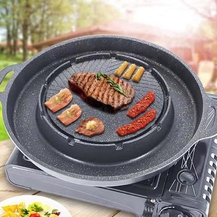 Crofta Grill Pan Portable Korean BBQ Cookware 2 in 1 for Home Indoor Outdoor Garden S