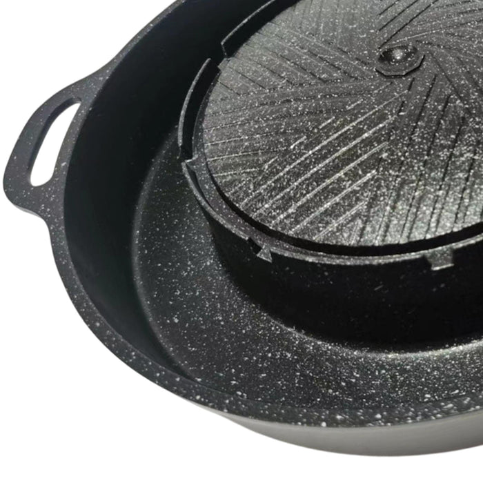 Crofta Grill Pan Portable Korean BBQ Cookware 2 in 1 for Home Indoor Outdoor Garden S