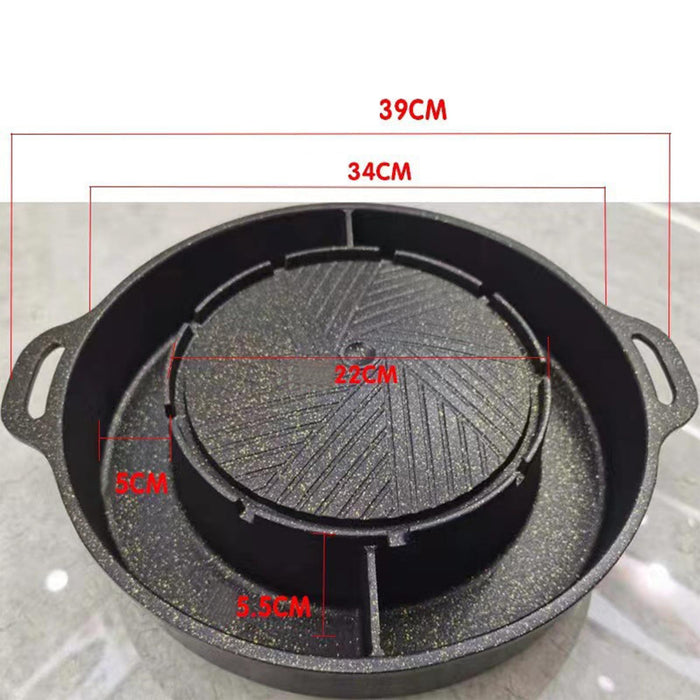 Crofta Grill Pan Portable Korean BBQ Cookware 2 in 1 for Home Indoor Outdoor Garden M