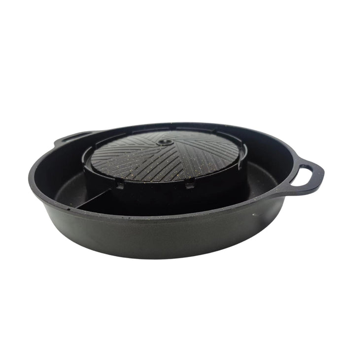 Crofta Grill Pan Portable Korean BBQ Cookware 2 in 1 for Home Indoor Outdoor Garden M