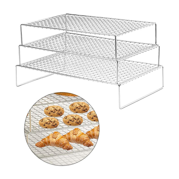 Crofta 3Pcs Cooling Racks Heavy Duty Wire Cooling Drying Rack for Pizza Baking Cake