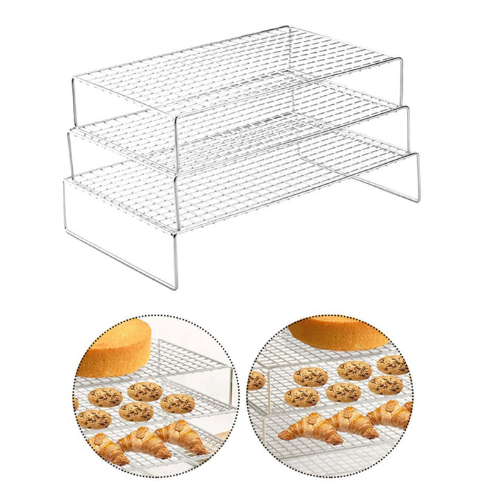 Crofta 3Pcs Cooling Racks Heavy Duty Wire Cooling Drying Rack for Pizza Baking Cake