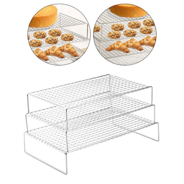 Crofta 3Pcs Cooling Racks Heavy Duty Wire Cooling Drying Rack for Pizza Baking Cake