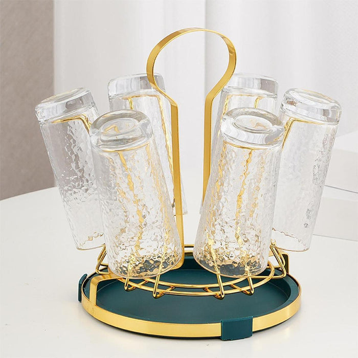 Crofta Cup Drying Rack Saving Space Mugs Cups Organizer for Home Kitchen Restaurant green tray