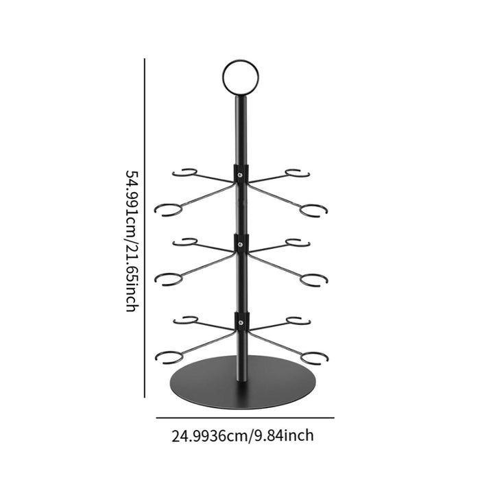 Crofta Cocktail Trees Stand 3 Tier 12 Holders for Wine Cabinet Kitchen Home Storage black