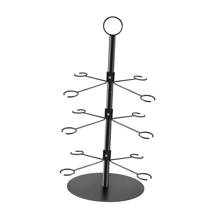 Crofta Cocktail Trees Stand 3 Tier 12 Holders for Wine Cabinet Kitchen Home Storage black