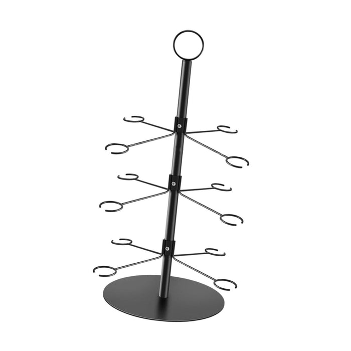 Crofta Cocktail Trees Stand 3 Tier 12 Holders for Wine Cabinet Kitchen Home Storage black