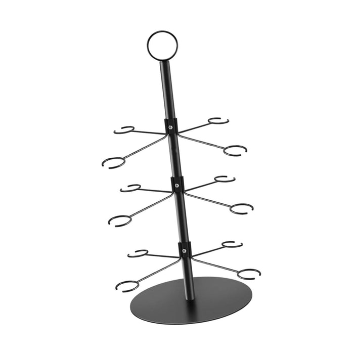 Crofta Cocktail Trees Stand 3 Tier 12 Holders for Wine Cabinet Kitchen Home Storage black