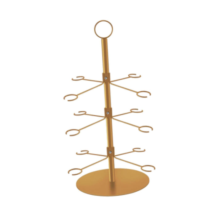 Crofta Cocktail Trees Stand 3 Tier 12 Holders for Wine Cabinet Kitchen Home Storage gold