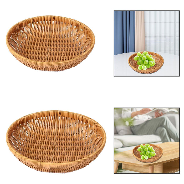 Crofta Handwoven Storage Basket Kitchen Egg Basket for Breakfast Bread Coffee Table S