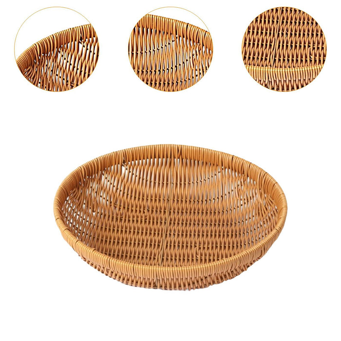 Crofta Handwoven Storage Basket Kitchen Egg Basket for Breakfast Bread Coffee Table S