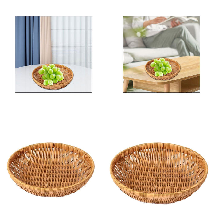 Crofta Handwoven Storage Basket Kitchen Egg Basket for Breakfast Bread Coffee Table S