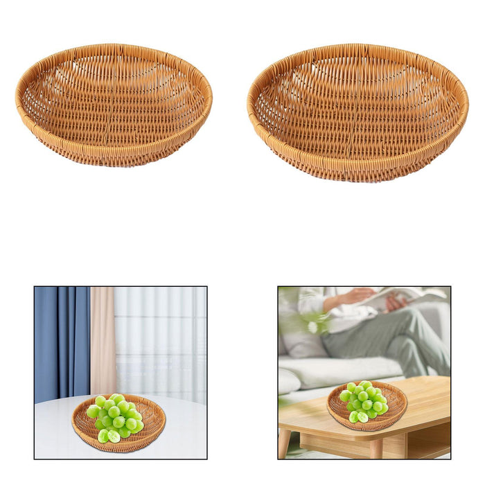 Crofta Handwoven Storage Basket Kitchen Egg Basket for Breakfast Bread Coffee Table S