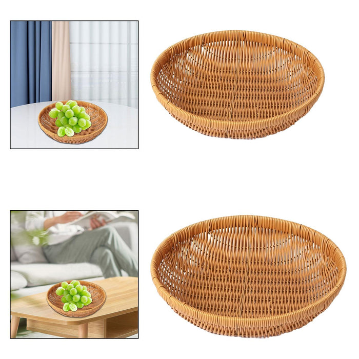 Crofta Handwoven Storage Basket Kitchen Egg Basket for Breakfast Bread Coffee Table S