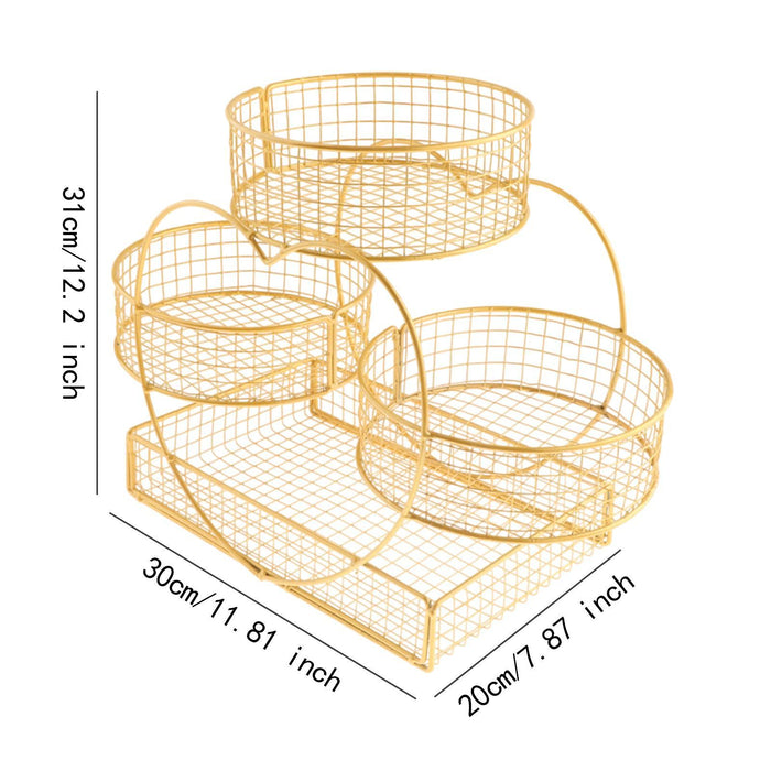 Crofta Fruit Basket Multipurpose Kitchen Countertop Rack for Vegetable Veggie Snack Gold