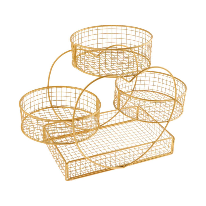 Crofta Fruit Basket Multipurpose Kitchen Countertop Rack for Vegetable Veggie Snack Gold