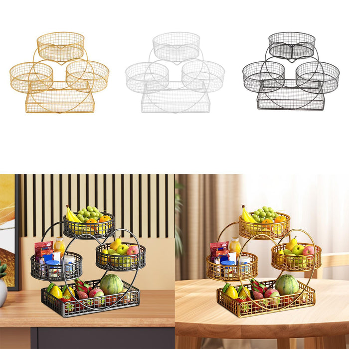 Crofta Fruit Basket Multipurpose Kitchen Countertop Rack for Vegetable Veggie Snack Gold