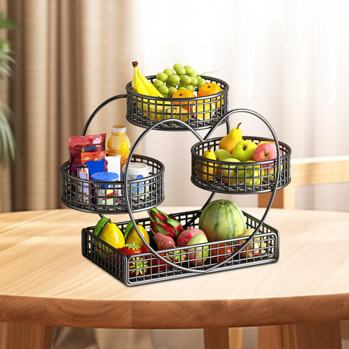 Crofta Fruit Basket Multipurpose Kitchen Countertop Rack for Vegetable Veggie Snack Black