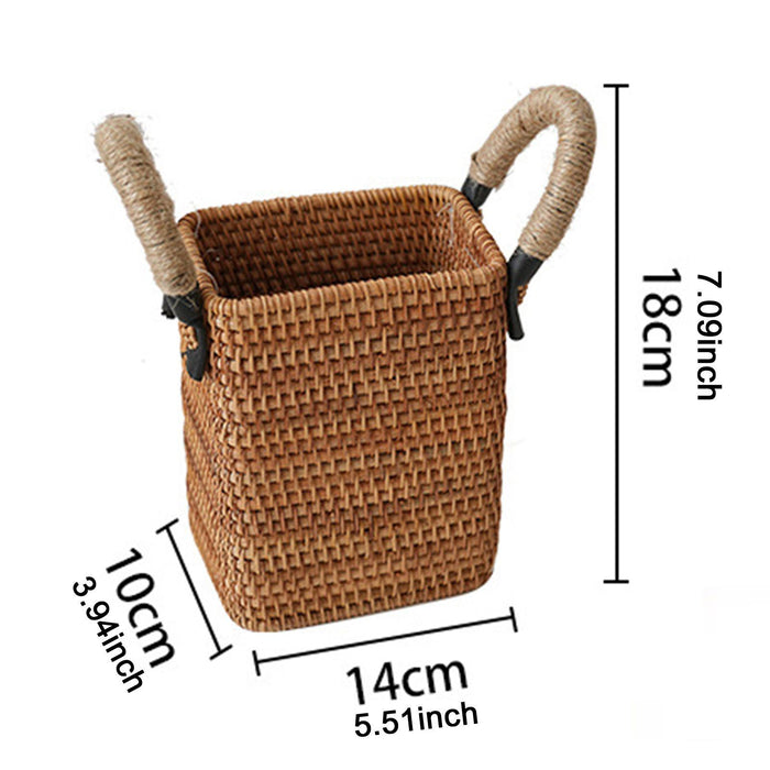 Crofta Rattan Fruit Basket Rural with Handle Snack Basket for Party Cafes Festivals A