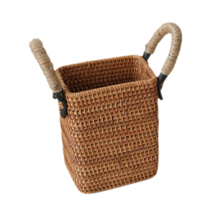 Crofta Rattan Fruit Basket Rural with Handle Snack Basket for Party Cafes Festivals A