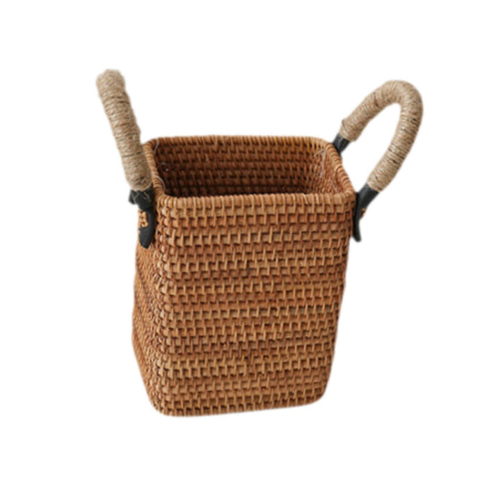 Crofta Rattan Fruit Basket Rural with Handle Snack Basket for Party Cafes Festivals A