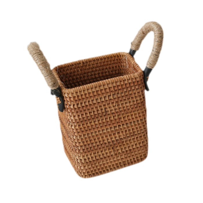 Crofta Rattan Fruit Basket Rural with Handle Snack Basket for Party Cafes Festivals A