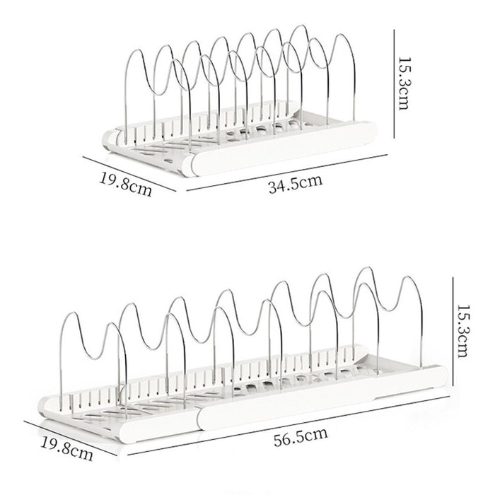 Crofta Pot Organizer Rack Cookware Stand Baking Frying Rack Expandable for Cabinets White