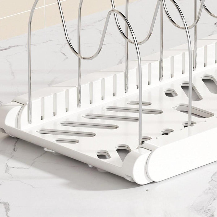 Crofta Pot Organizer Rack Cookware Stand Baking Frying Rack Expandable for Cabinets White