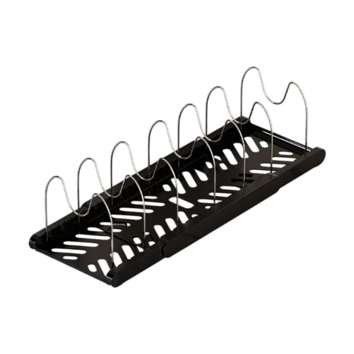 Crofta Pot Organizer Rack Cookware Stand Baking Frying Rack Expandable for Cabinets Black