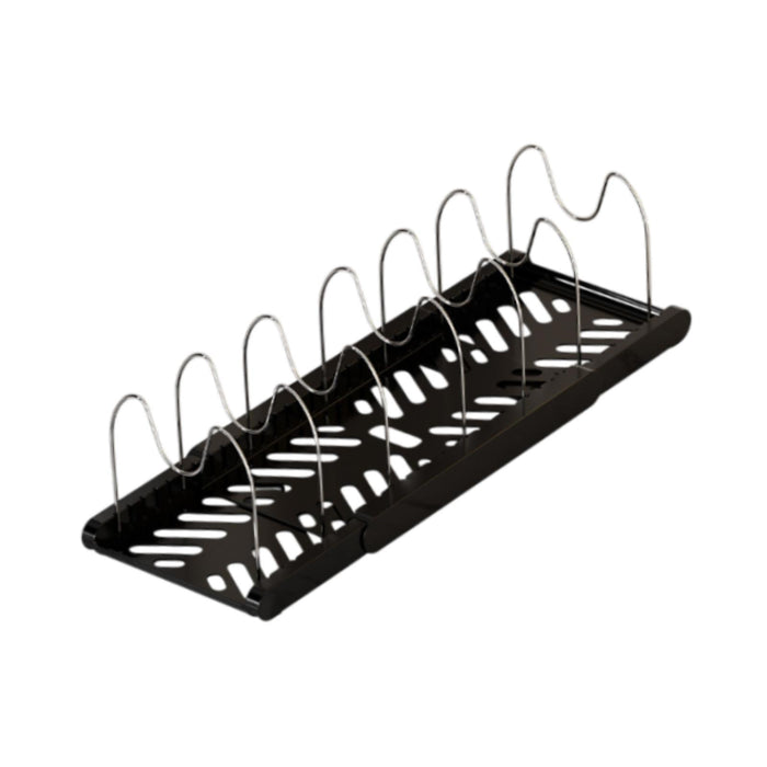 Crofta Pot Organizer Rack Cookware Stand Baking Frying Rack Expandable for Cabinets Black