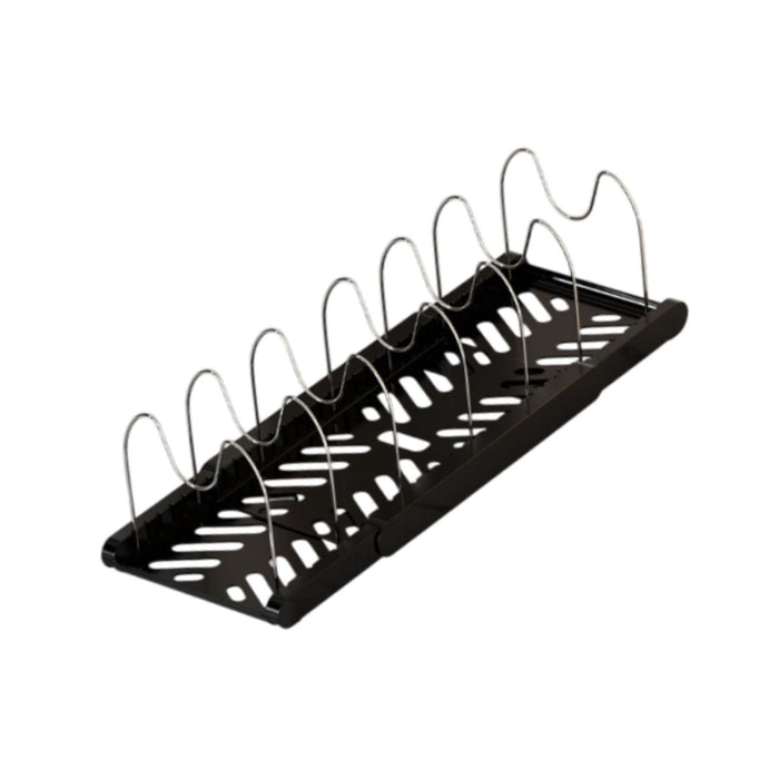 Crofta Pot Organizer Rack Cookware Stand Baking Frying Rack Expandable for Cabinets Black