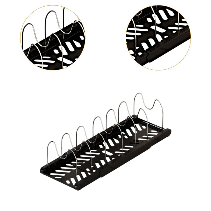 Crofta Pot Organizer Rack Cookware Stand Baking Frying Rack Expandable for Cabinets Black