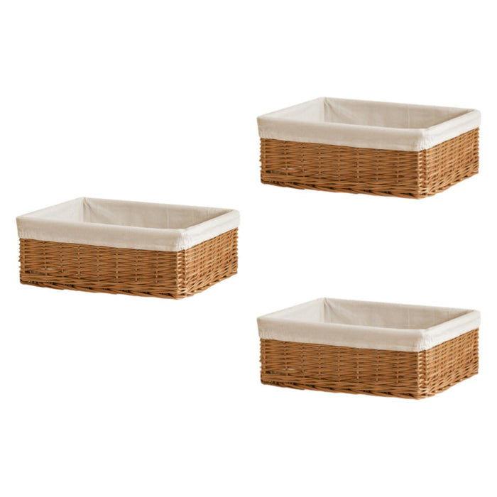 Crofta 3 Pieces Wicker Basket Decorative with Liner for Farmhouse Bedroom Household