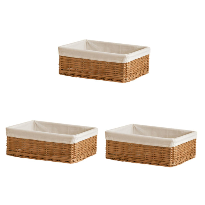 Crofta 3 Pieces Wicker Basket Decorative with Liner for Farmhouse Bedroom Household