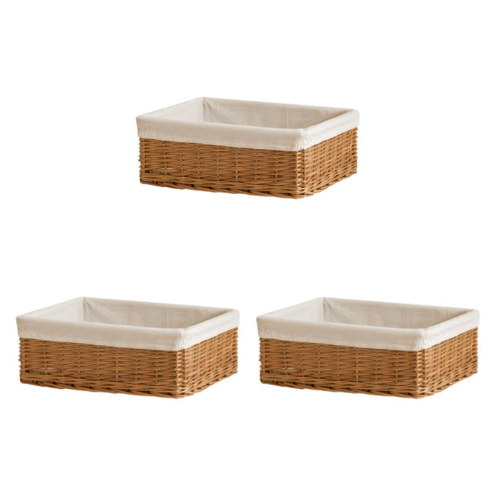 Crofta 3 Pieces Wicker Basket Decorative with Liner for Farmhouse Bedroom Household