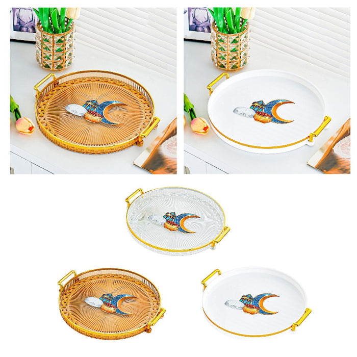 Crofta Coffee Table Tray Simple Round Serving Tray for Dried Fruit Snack Restaurant