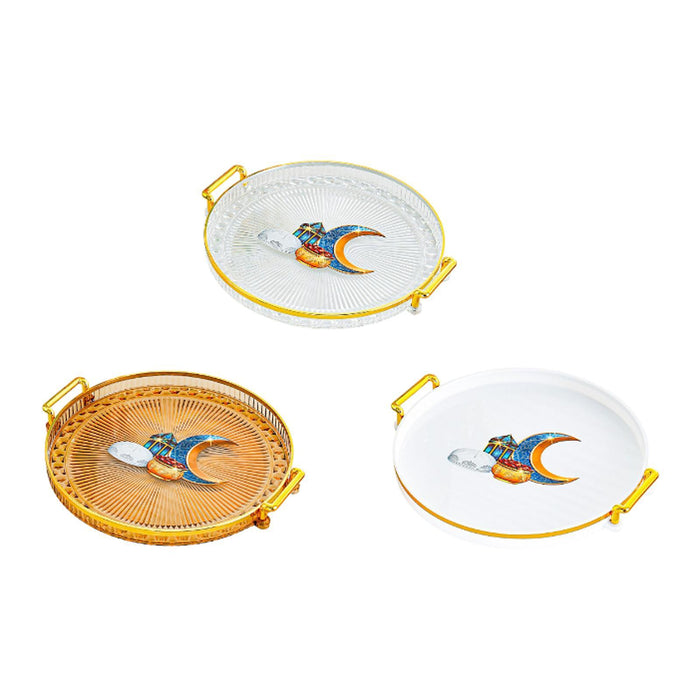 Crofta Coffee Table Tray Simple Round Serving Tray for Dried Fruit Snack Restaurant