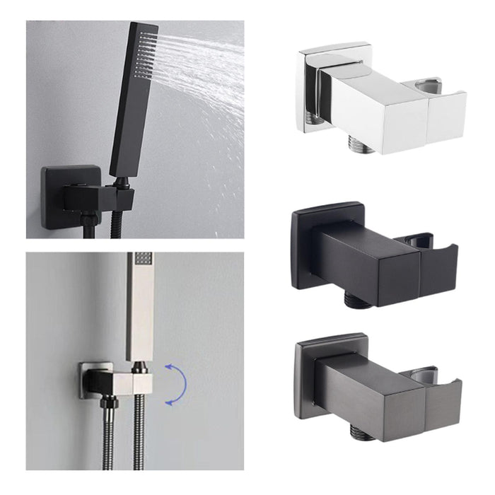 Crofta Square Shower Bracket G1/2 Shower Head Connector Sprayer Holder Slider Clamp Silver