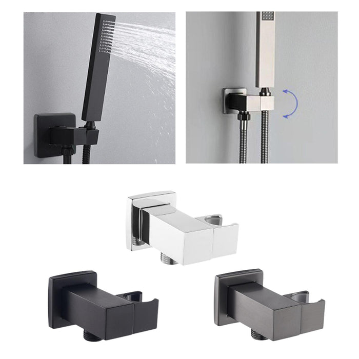 Crofta Square Shower Bracket G1/2 Shower Head Connector Sprayer Holder Slider Clamp Silver