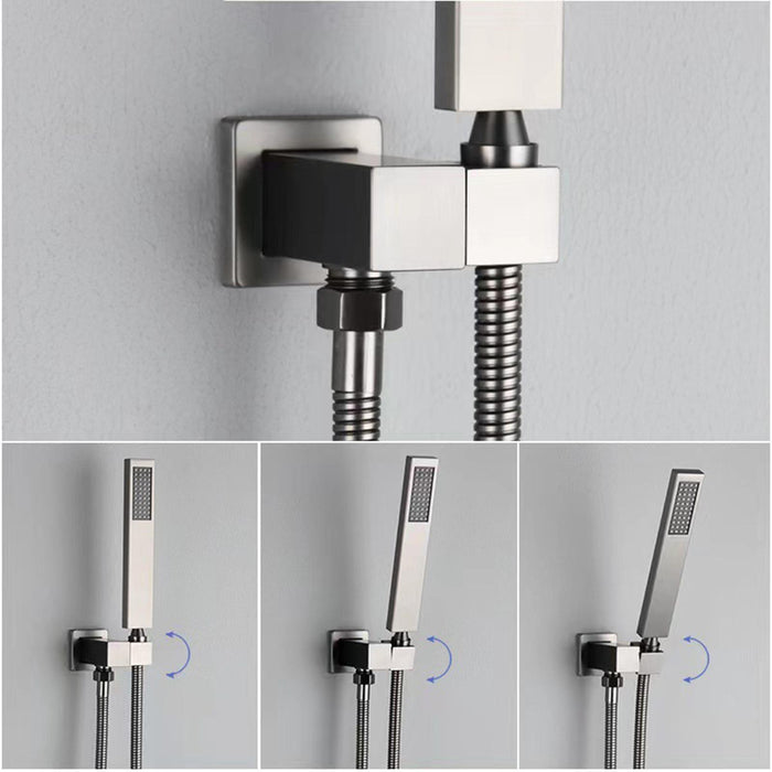 Crofta Square Shower Bracket G1/2 Shower Head Connector Sprayer Holder Slider Clamp Silver