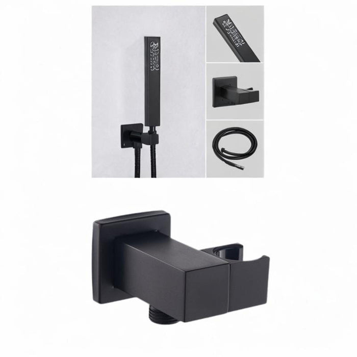 Crofta Square Shower Bracket G1/2 Shower Head Connector Sprayer Holder Slider Clamp Black