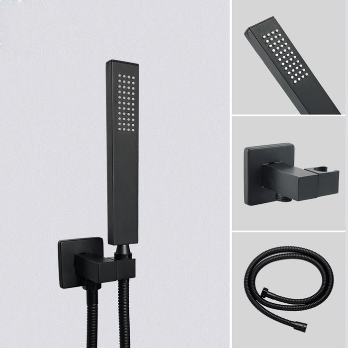 Crofta Square Shower Bracket G1/2 Shower Head Connector Sprayer Holder Slider Clamp Black