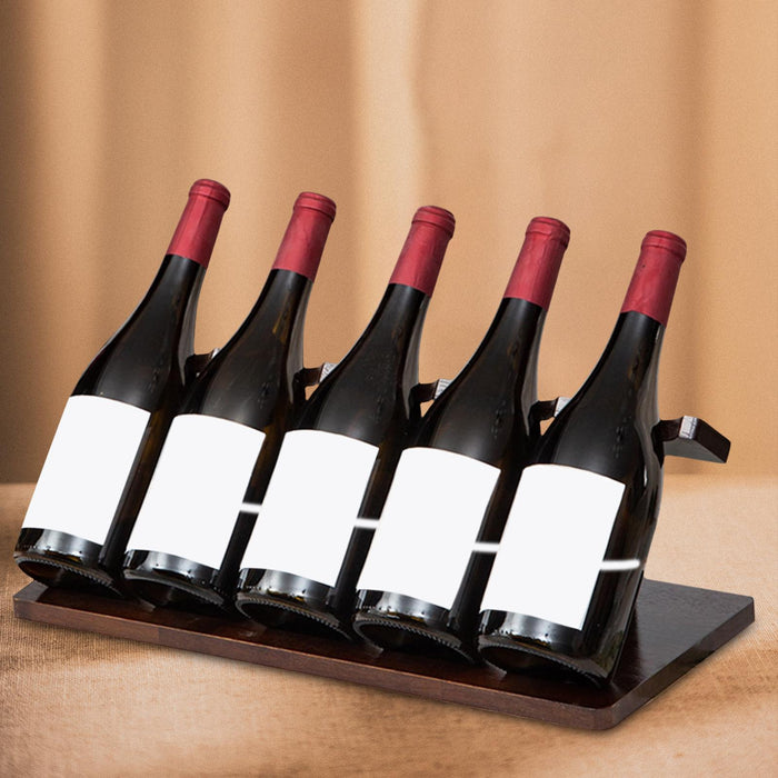 Crofta Wine Display Rack Drink Holder Wood Wine Shelf for Hallway Hotel Dining Room 5 bottles