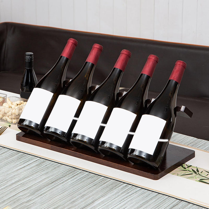 Crofta Wine Display Rack Drink Holder Wood Wine Shelf for Hallway Hotel Dining Room 5 bottles