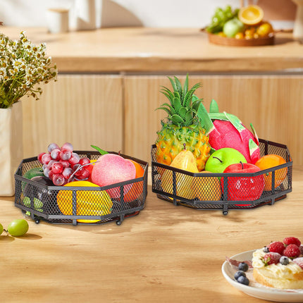 Crofta 2 Pieces Metal Fruit Basket Countertop Stand Serving Tray Party Serving Bowl